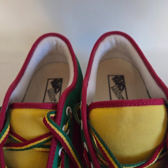 Men US 11 Van's Off The Wall Colour Block Skateboard Shoes Red Green Yellow - Picture 8 of 11